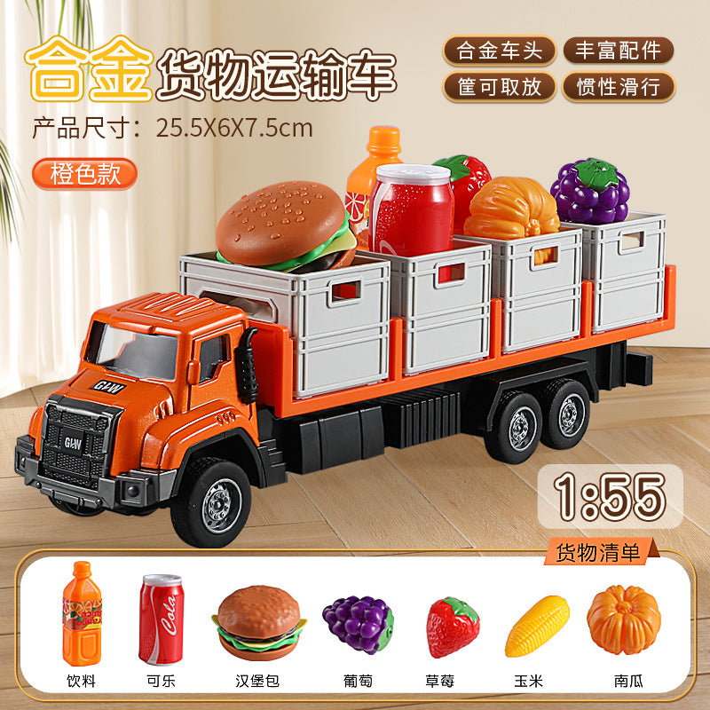 Play house large alloy transport truck large truck toy boy artificial engineering trailer kids car model
