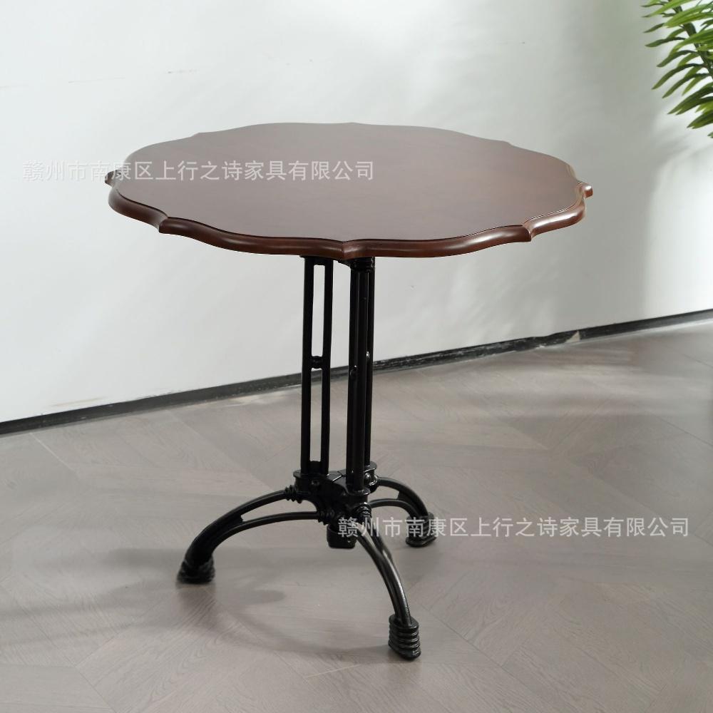 American retro solid wood table cafe table and chairs dessert shop milk tea shop scandinavian medieval iron square table restaurant round table