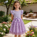 summer korean style girls' short-sleeve lace floral dress - trendy korean kids' formal dress