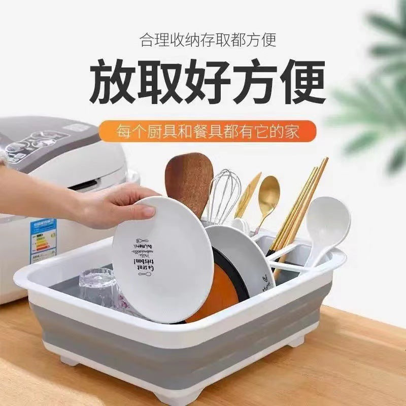 Kitchen foldable bowl rack for home dishes bowls chopsticks tableware storage rack pool sink telescopic drain basket storage rack