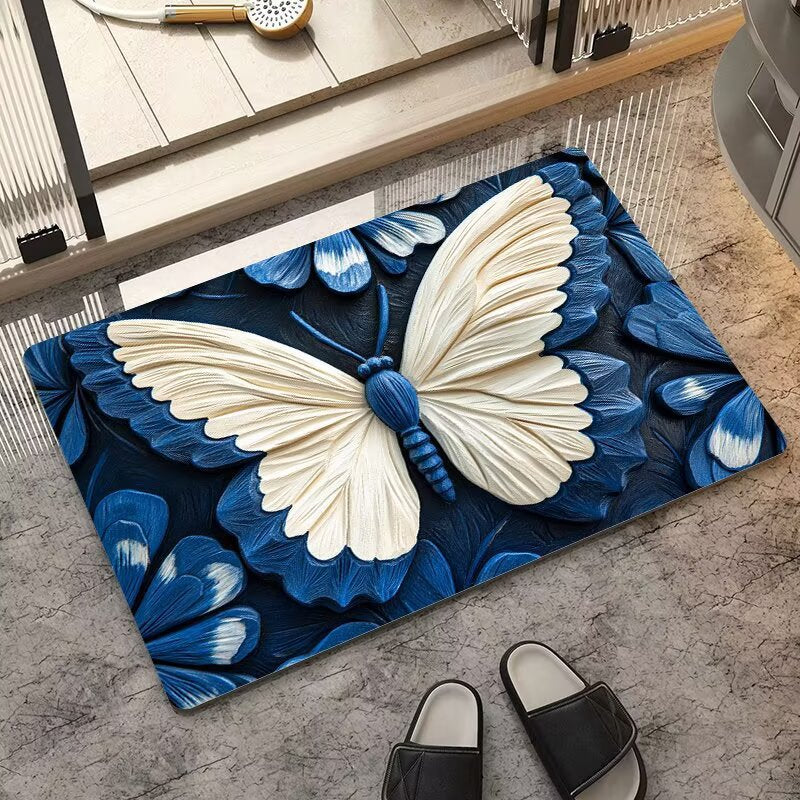 stereo butterfly soft diatom mud kitchen floor mat bathroom door absorbent quick-drying mat non-slip mat bathroom carpet