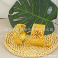 Dubai saudi arabian luxury copper bangle exquisite openwork leaf pattern bracelet ring ethiopian wedding party