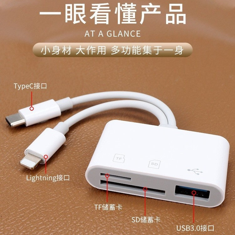 Sd+tf card reader for phones, computers, tablets, dslr cameras - usb dual port 3-in-1 adapter