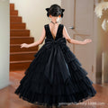Hot-selling ready-to-ship girls' dresses: new european and american style, elegant tulle skirts, children's tiered dresses, high-end black halloween dresses