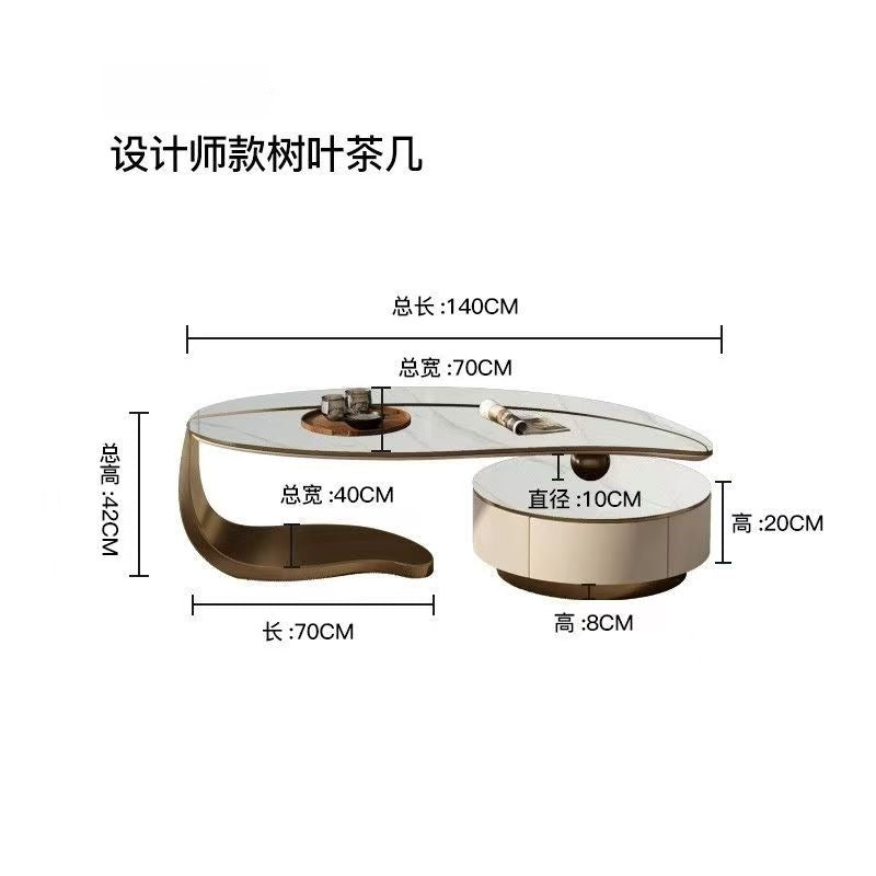 Creative leaf coffee table - unique shape, perfect for small spaces, high-end designer style, ideal for villas, living rooms, and modern luxury home decor. can be used as a coffee table or tv stand