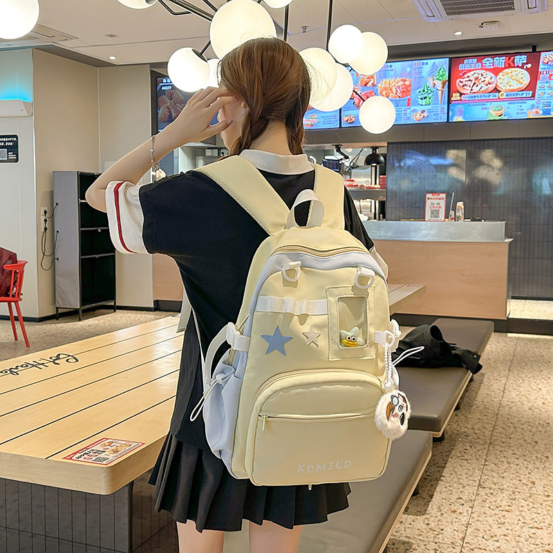 Small fresh nylon backpack girl 2025 new trendy college student schoolbag large capacity cute travel backpack