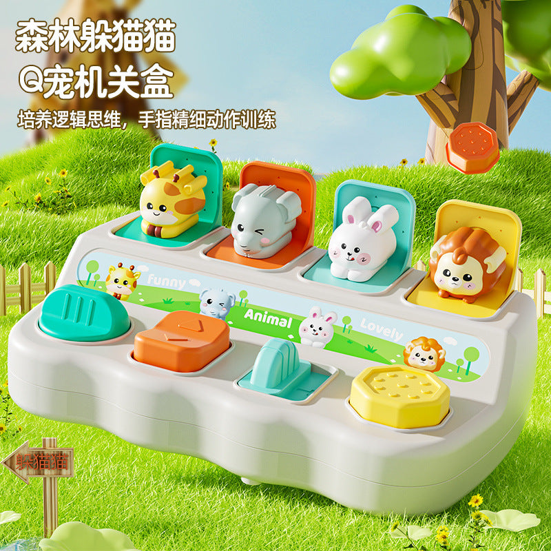 Baby 0 1 year old 2 peek-a-boo trap box 3 baby causality toy early education pop-up switch box parent-child