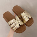 Casualthick sole sandals women's new arrival woven frenchfashionelegantcasual one-line beach soft bottom slippers for women