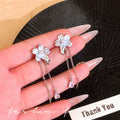 Japanese and korean zircon mint ice flower earrings for women spring and summer niche design tassel earrings 2026 new earrings