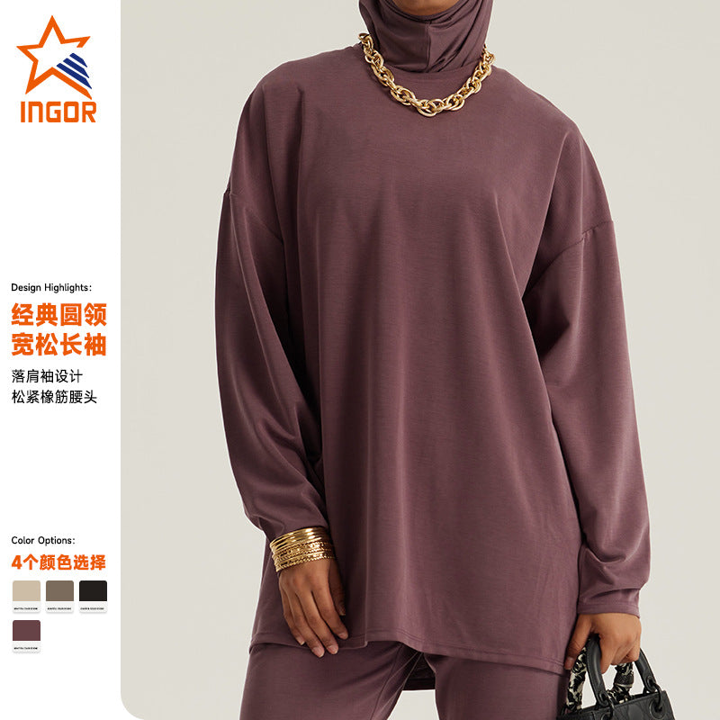 fashionin stock  new arrival middle east women's topslooseoutwearfashionlong sleeves t-shirt