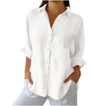 european and american  spring new arrival cotton linen button pocket shirt jacket loungewear casual women's top