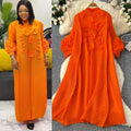 Miya pleated dress - spring  collection: high-end beaded, 3d floral, lantern sleeve, loose fit, pleated maxi dress