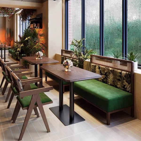 Retro theme Western food Cafe Solid wood table and chair combination Internet celebrity restaurant Sofa booth Hotel table Commercial