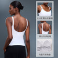 Seamless yoga tank top - women's activewear for running & fitness - wearable as outerwear - built-in bra pads - tank top top d25075