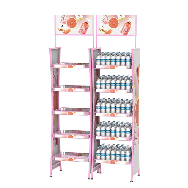 Customized multi-layer beverage display rack, water bottle rack, juice display rack, supermarket soft drink display rack
