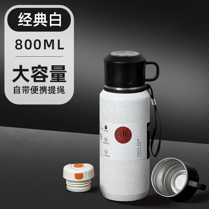 316l stainless steel vacuum insulated thermos - all steel construction, large capacity, portable for men's outdoor travel, hiking, and mountaineering