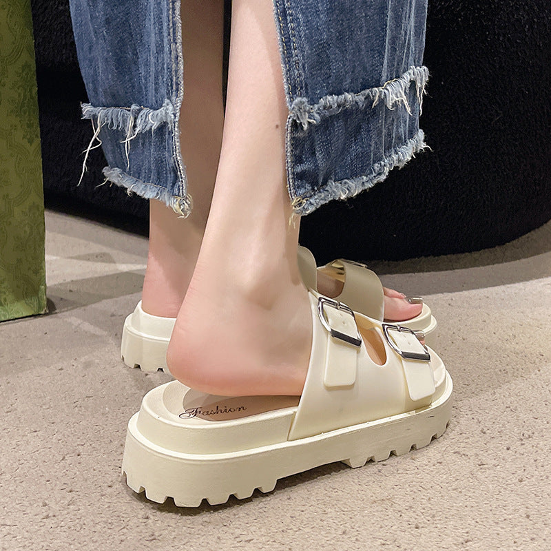 2025 summer new berkenstock-style flat casual thong sandals for women - summer outdoor wear, non-slip thick sole sandals
