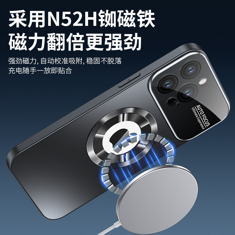 Suitable for apple 17promax mobile phone case large window missing mark magnetic frosted anti-fall iphone15 protective case 14