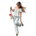 new bubble sleeve short-sleeve t-shirt for women, u-neck drawstring design, unique korean style casual versatile top