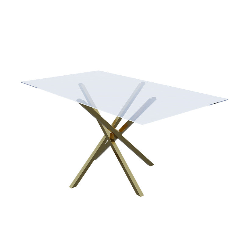 Factory direct wholesale custom modern minimalist tempered glass office desk conference table carbon steel design transparent home dining table
