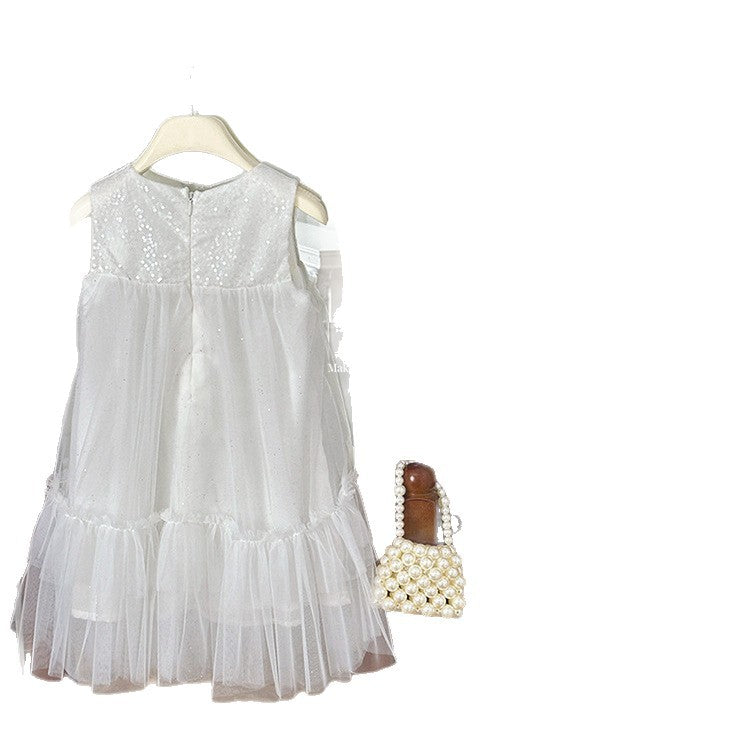 new girls' formal dress princess gown baby girl runway tulle summer kids chic dress