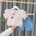 Girls' summer activewear set: new stylish baby summer clothes, kids' summer outfit, cute short-sleeve two-piece trendy set