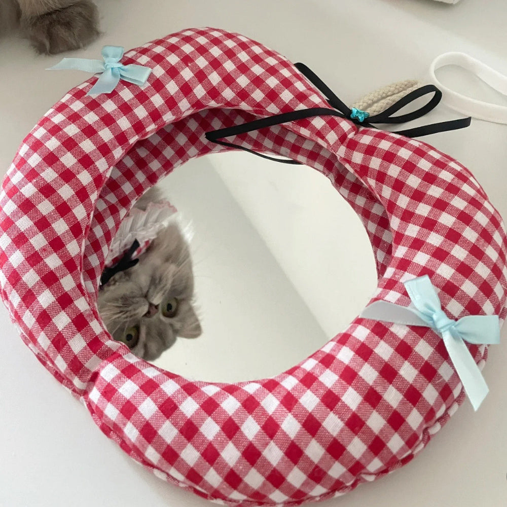 High-style, padded fabric mirror – hangable, adorable apple design, drop-proof, dust-proof, perfect for home decor and makeup application