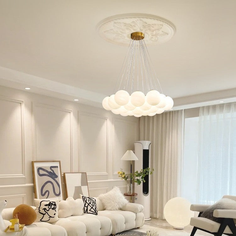 French Planet Light Bubble Ball Chandelier Cream Wind Lighting Light Luxury Living Room Bedroom Lighting Magic Bean Cloud Moon Light