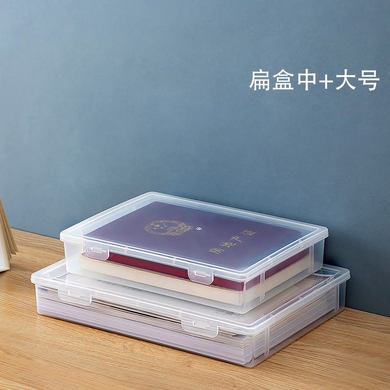 Desktop file storage box, transparent cover, can be stacked with honorary certificates, certificate storage box, desk good goods storage