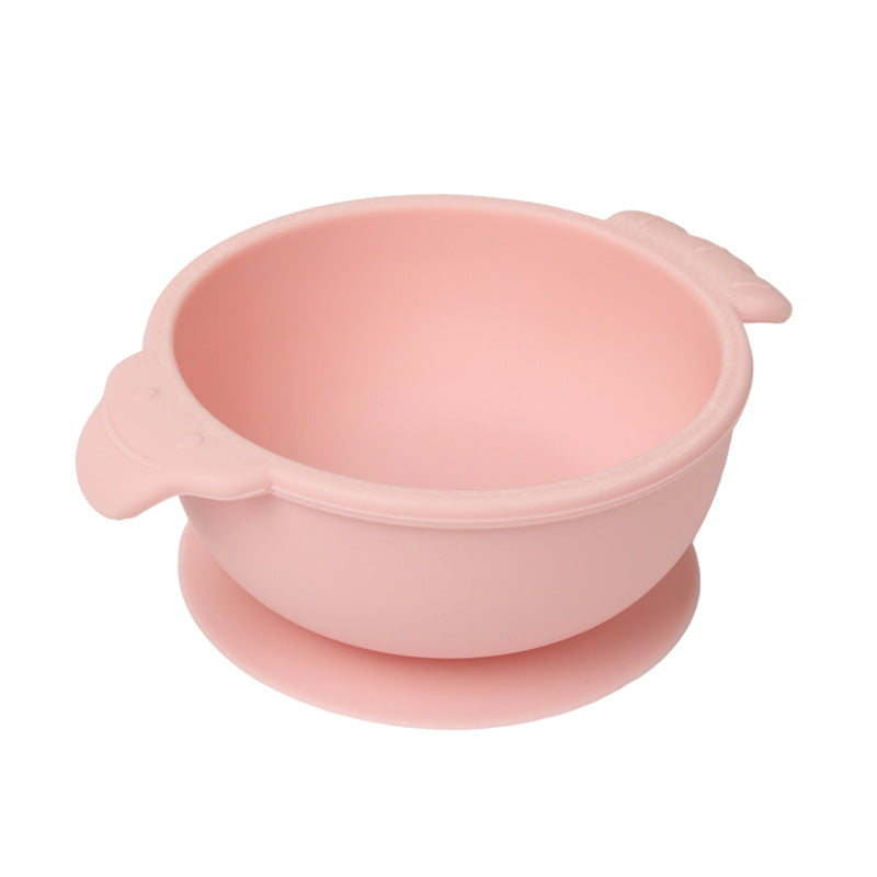 Food grade silicone complementary food bowl baby tableware set with spoon suction cup anti-drop child feeding tableware silicone bowl