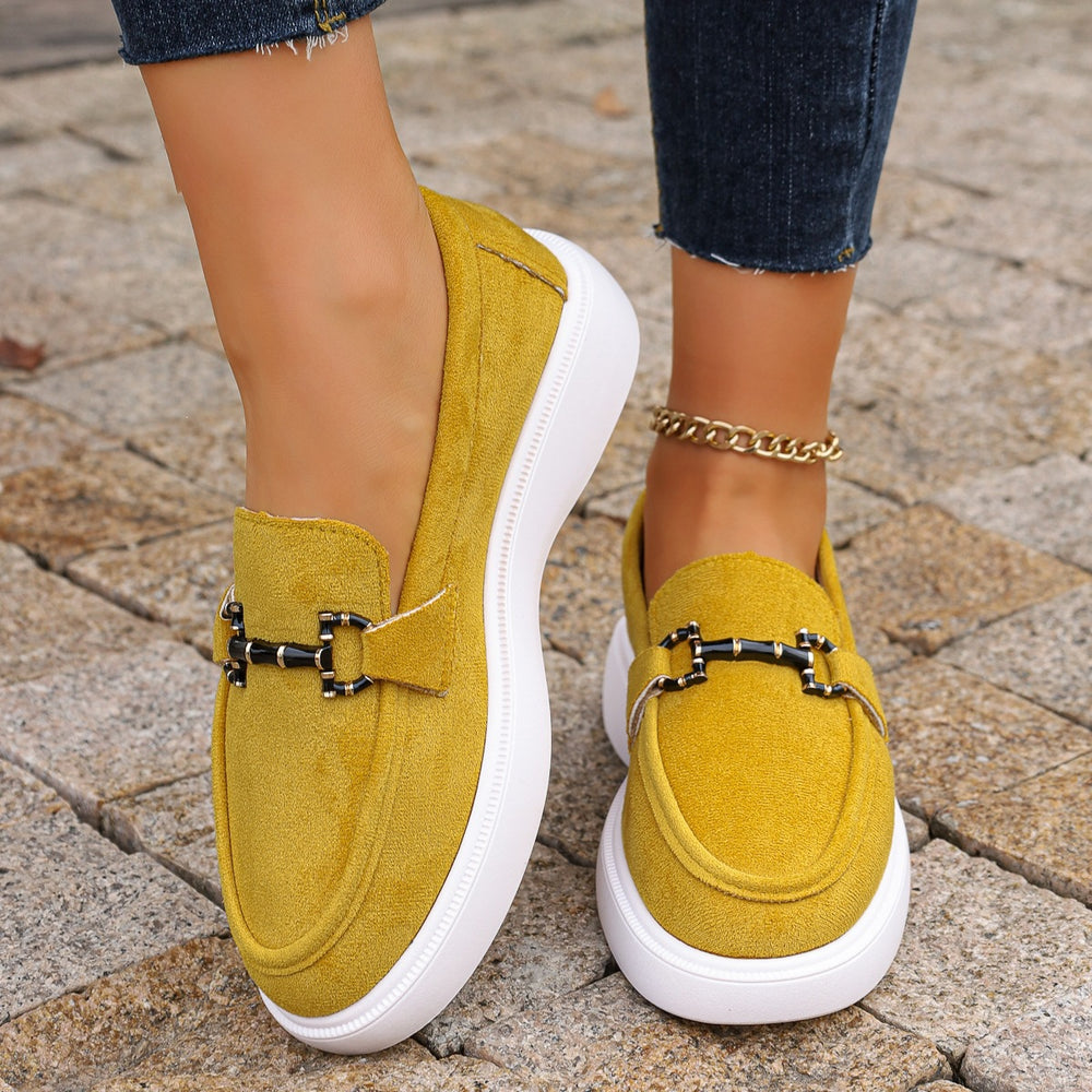 Women's loafers for export: new spring/summer  collection - british style slip-on flats with metal buckle, plus size moccasins
