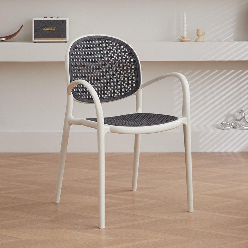 Scandinavian dining chair plastic imitation rattan chair stackable cut out armchair negotiation chair high backrest with accessible luxuryfor home