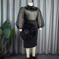 Sexy see-through polka dot mesh blouse suit stereo florals skirt two-piece set two-piece set