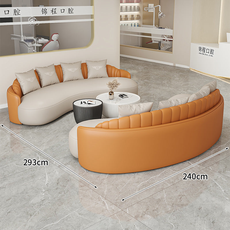 Cream style normcore slate leather corner table modern living room round small apartment size round coffee table sofa combination