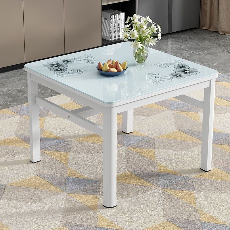 Square tempered glass dining table and chair set - modern minimalist design for small spaces