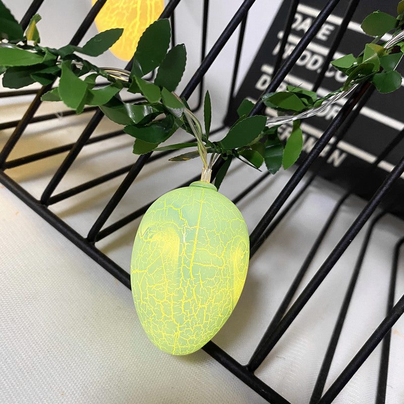 Easter light string led green leaf egg light, new cracked egg shell egg small light flash string wholesale