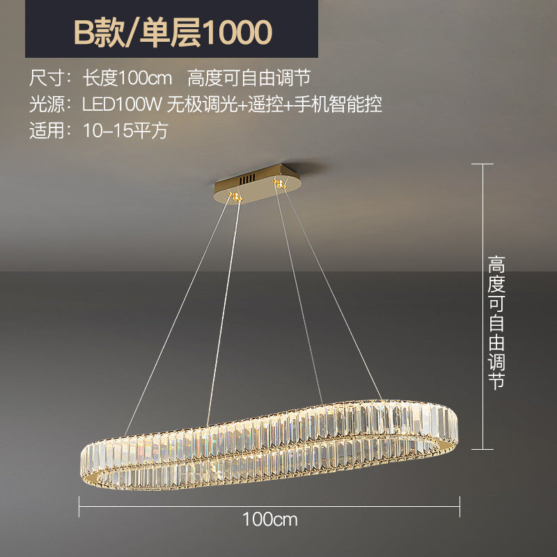 Living room crystal chandelier light luxury combination modern simple dining room master bedroom light 2022 new whole house package lighting