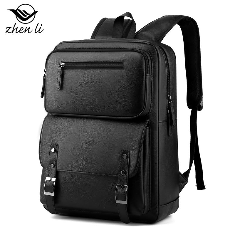 Cross-border backpack Men's casual backpack Business travel laptop bag PU large-capacity travel backpack