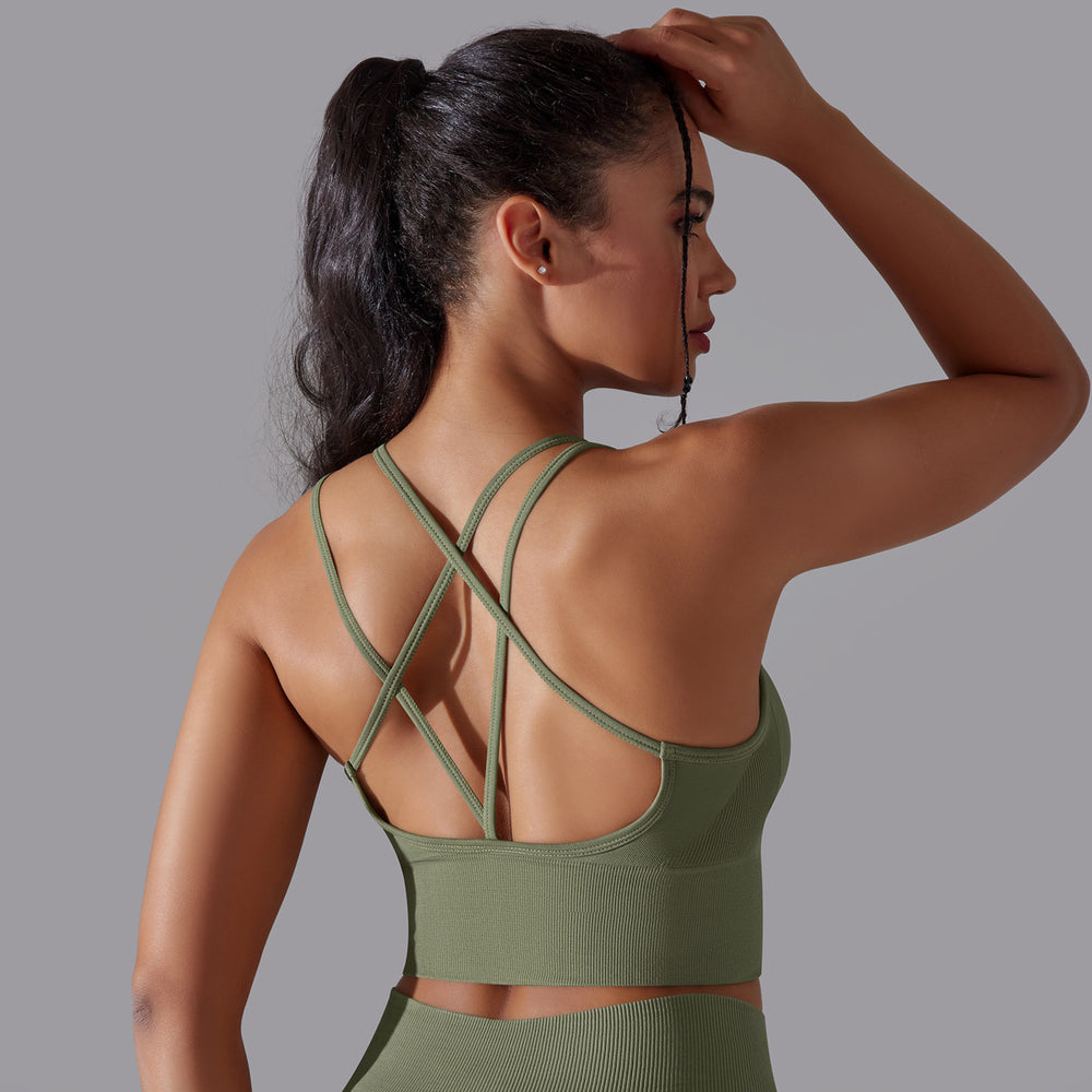 European and american new sexy backless sports bra for women, shockproof push-up yoga bra, quick-drying breathable fitness tank top