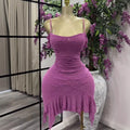 European and american cross-border  spring new women's sexy mesh irregular hem slim-fit backless camisole with beaded detailing