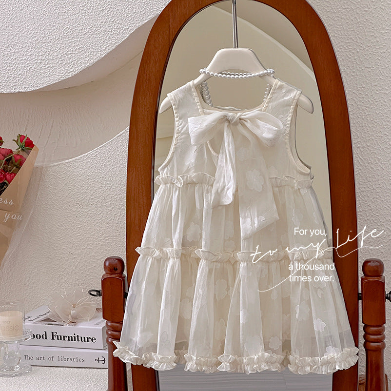 Girls' dress  summer new arrival - sleeveless, heart-embellished, ultra-fairy princess dress for kids