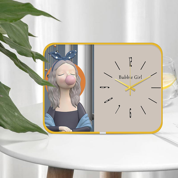 Tabletop Table Clock Ornament Home Bubble Bow Bouquet Girl Light Luxury Fresh TV Cabinet Decorative Clock