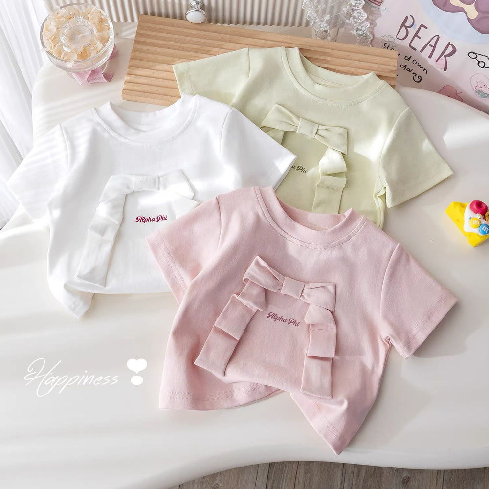 Girls' short-sleeve t-shirt, kids' top, baby girl's clothing, half-sleeve outfit, korean style breathable top for toddlers and young children