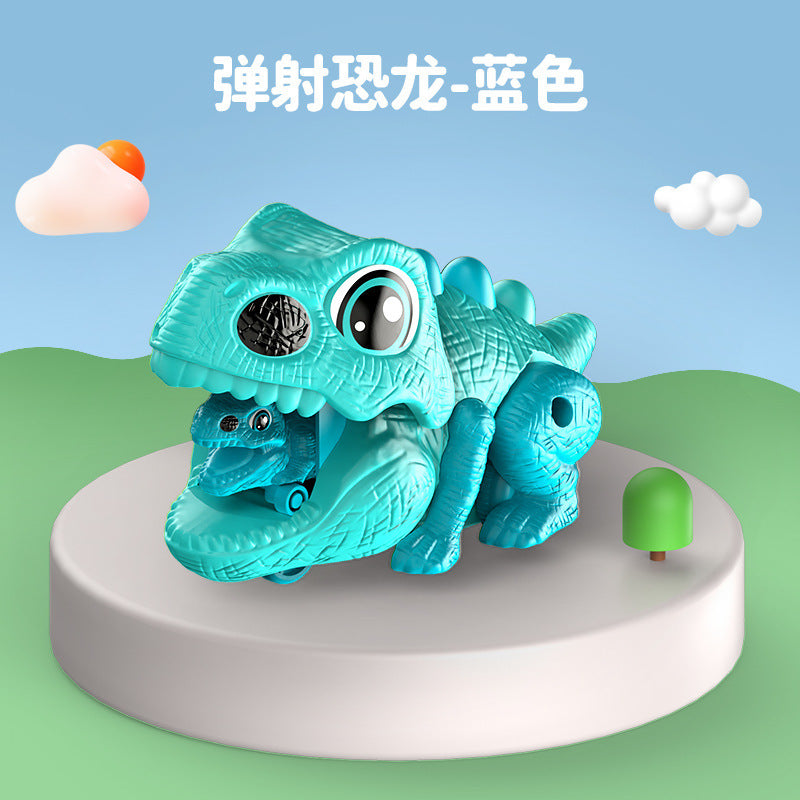 Q cute dinosaur ejection car inertia sliding ejection dinosaur car simulation modeling male and female parent-child interaction, educational toys
