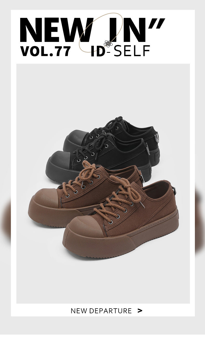 Mickey mouse chunky sneakers - 2026 spring collection - new platform height increasing casual derby shoes - brown retro american style athletic skate shoes