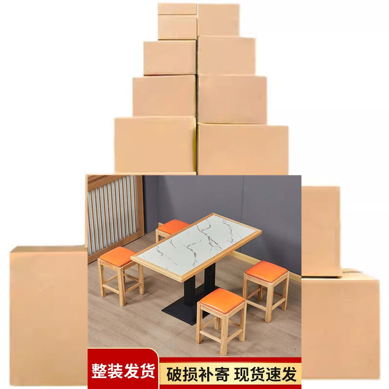Commercial Square Stool Catering Snack Noodle Restaurant Breakfast Milk Tea Rice BBQ Burger Fast Food Restaurant Backless Solid Wood Stool Household
