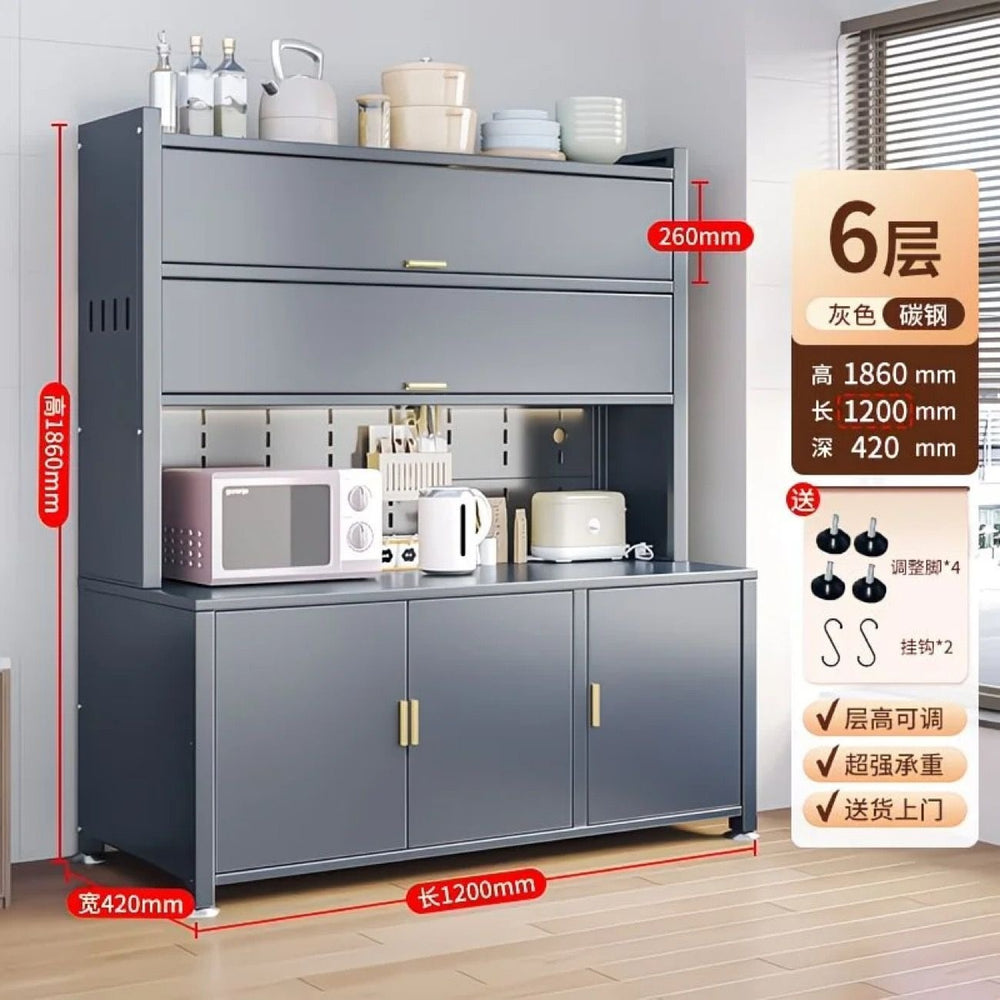 Kitchen storage rack floor-standing multi-layer thickened sideboard multi-functional wall-mounted integrated storage cabinet for home dust-proof cabinet