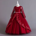 New arrival: long-sleeved sequin & lace trimmed children's formal dress - perfect for flower girls, princess parties, and christmas! girl's dress