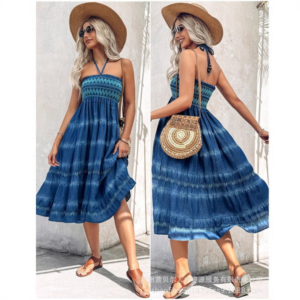 WMXX0001 European and American fashion denim collection neck tube top dress