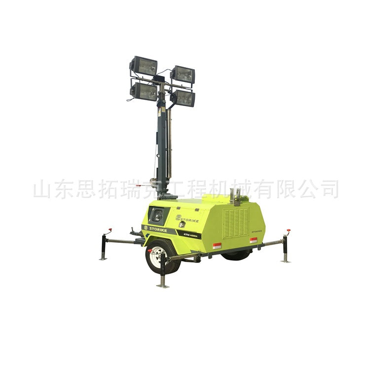 Discount mining emergency engineering lighting car 7 meters 9m high pole hand lift lighting car, diesel power generation lighthouse